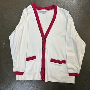 Vintage Cathy Daniel's Size Medium White Button Up Cardigan Sweater